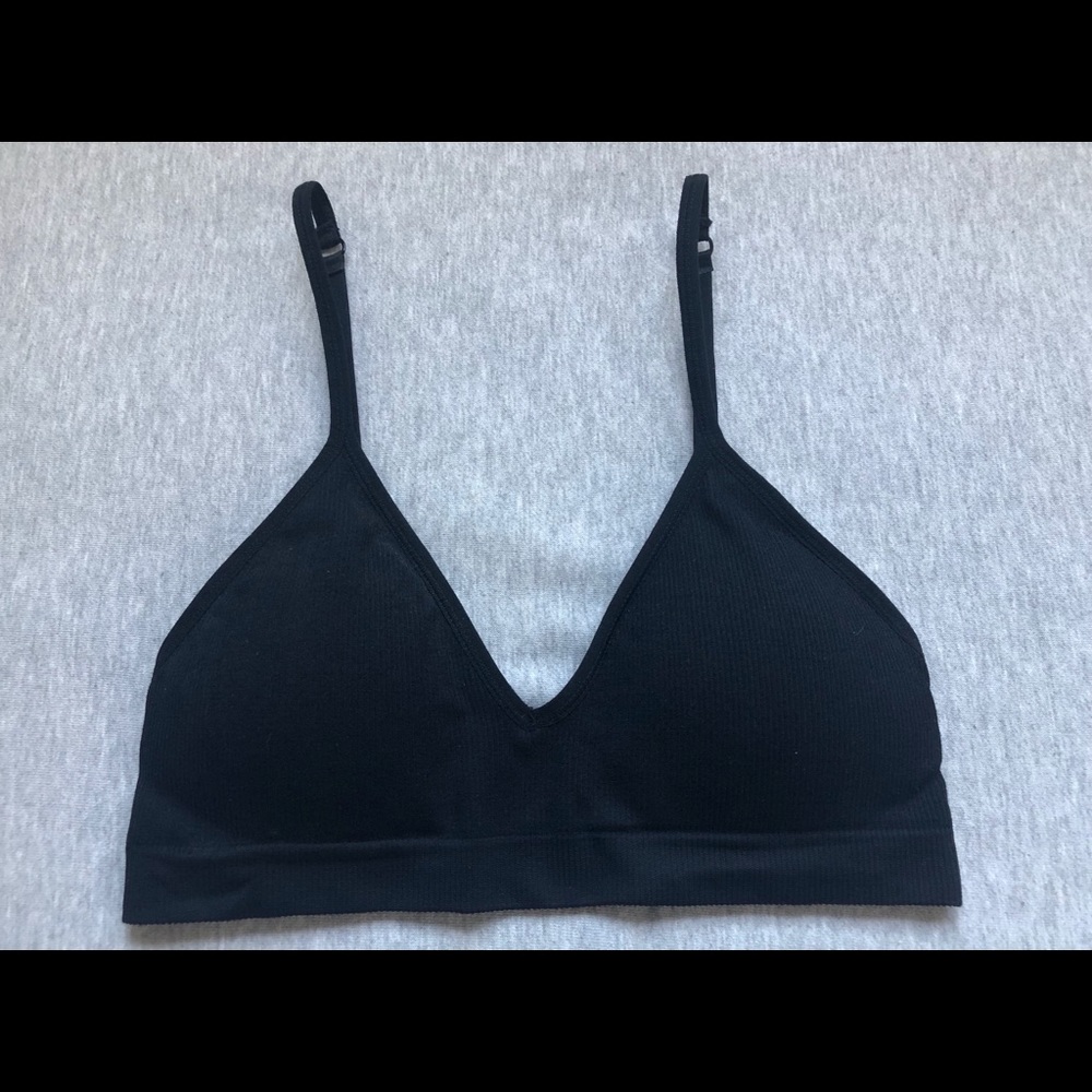 Anemone Black Ribbed Bralette - Small